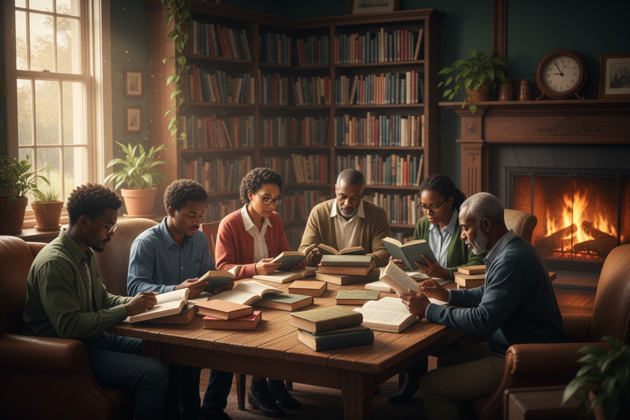 Study group of Black Americans reading books